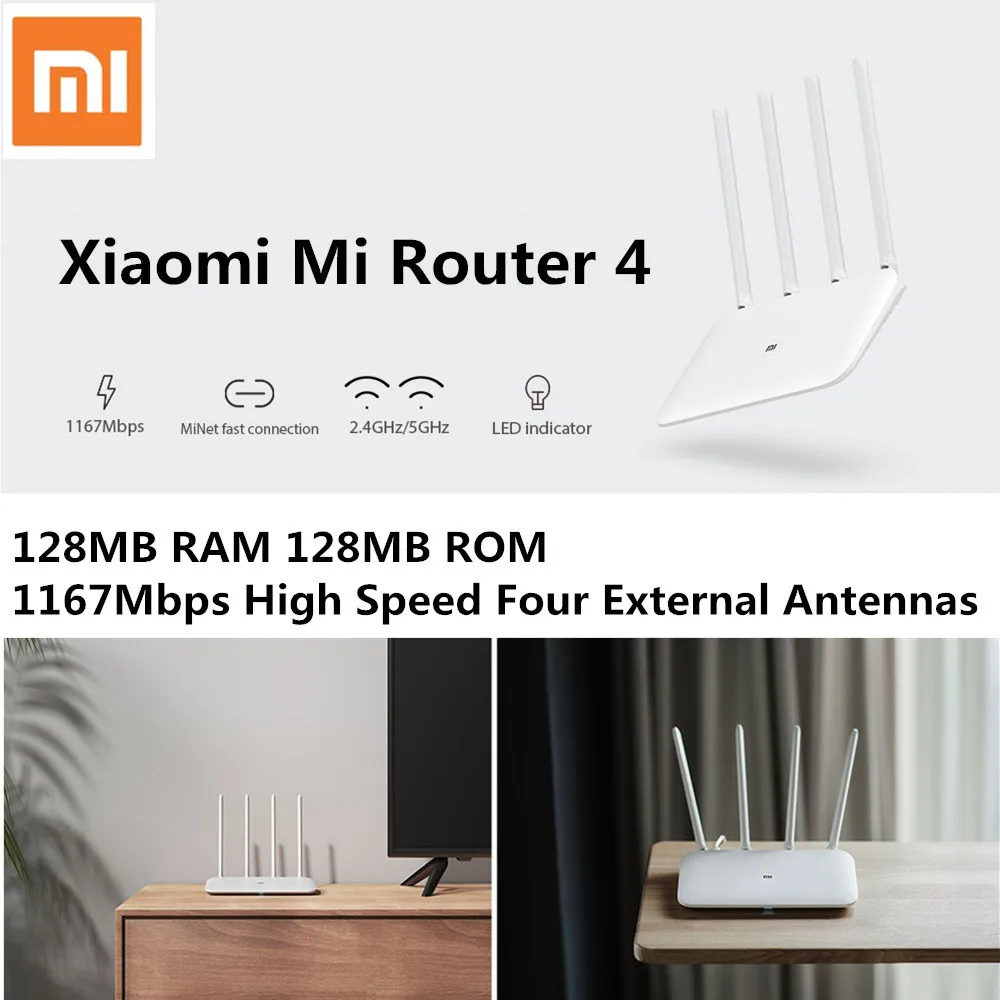 New Xiaomi Mi Router 4 Wireless Dual Band 1167Mbps 2.4 / 5GHz WiFi Router 128 RAM 128 ROM Four Antennars WiFi Wireless Router