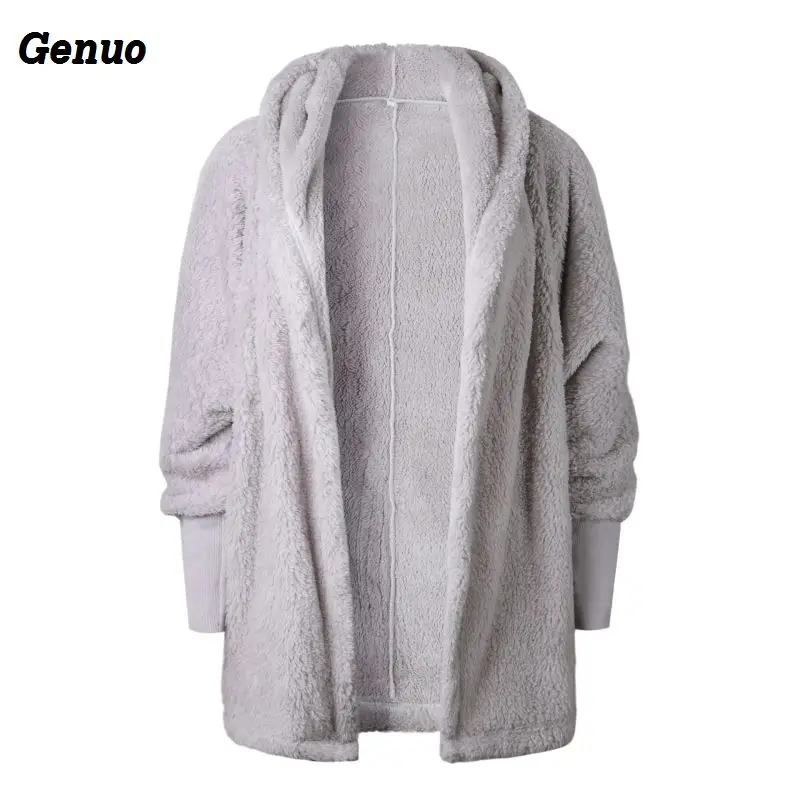 Women Hooded Sweater Coat Genuo Fur Cardigans Long Sleeve Oversize Tops Winter Casual Loose Coverup Autumn Coat Plus Size Women Hooded Sweater Coat Genuo Fur Cardigans Long Sleeve Oversize Tops Winter Casual Loose Coverup Autumn Coat Plus Size