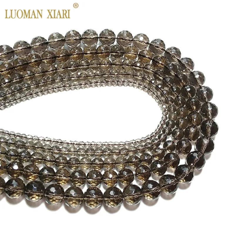 

Wholesale Natural Stone Beads Faceted Smoky Quartzs Crystal For Jewelry Making DIY Bracelet Necklace 4/6/8/10/12mm Strand 15''