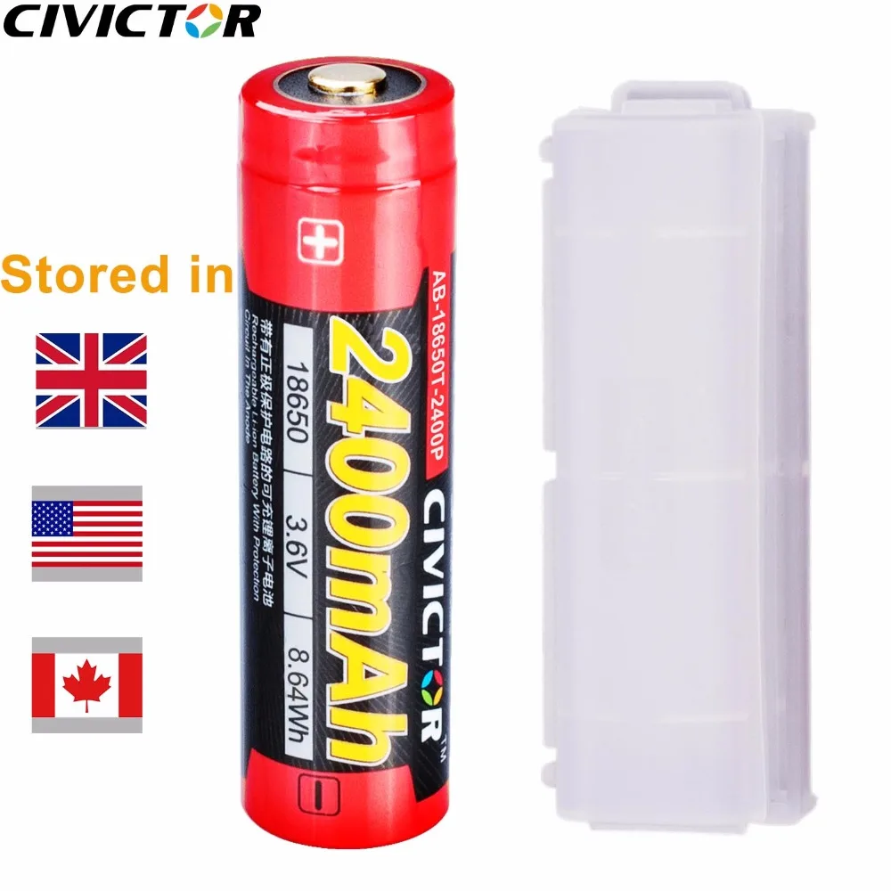 

CIVICTOR 3.7v 18650 Battery Protected Button Top Li-ion 18650 Rechargeable Battery 3.6V 18650 Lithium ion Cell for Flashlight