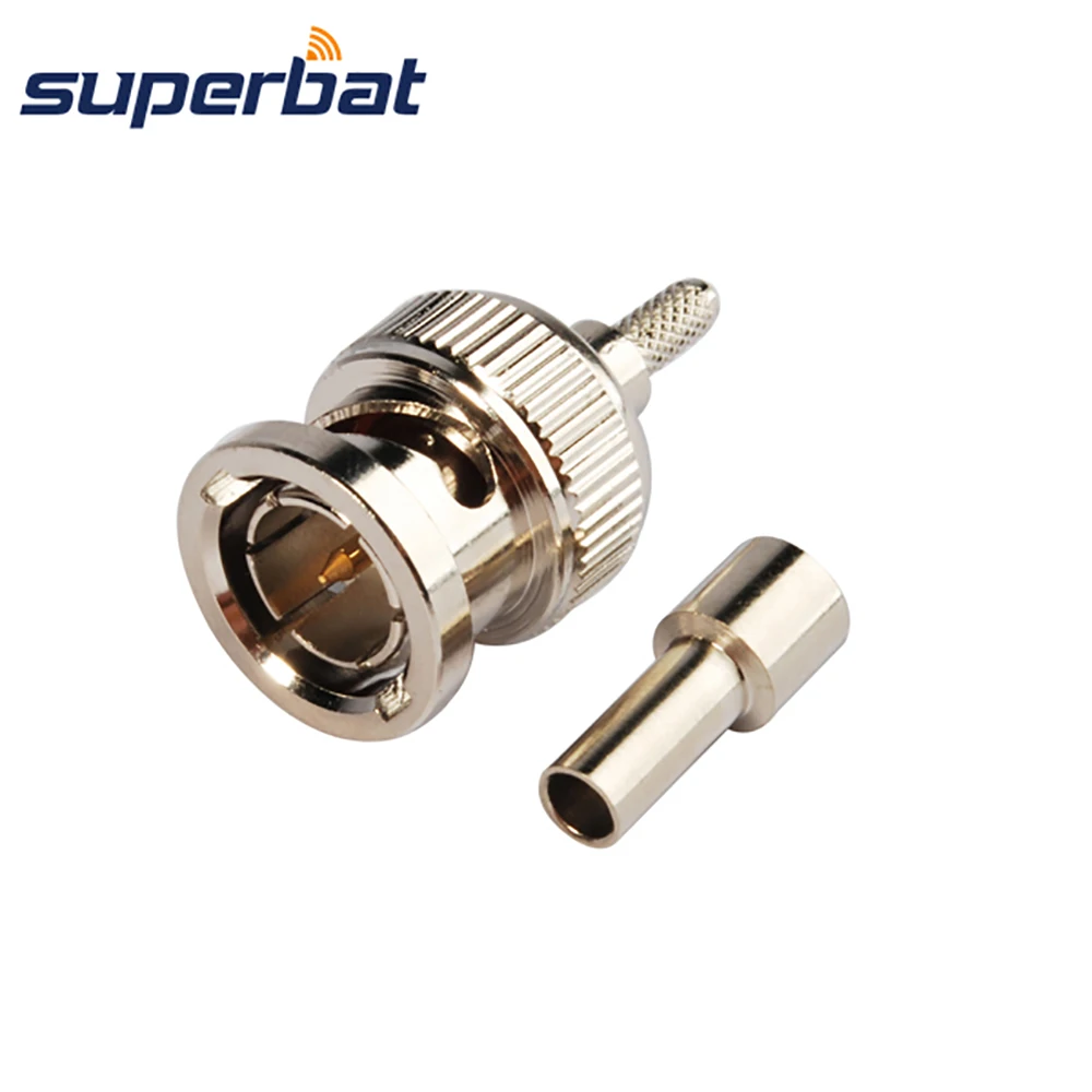 Superbat 75 ом BNC штекер прямой RF обжимной насадка для RG174 RG316 LMR100 RG179 никелированный