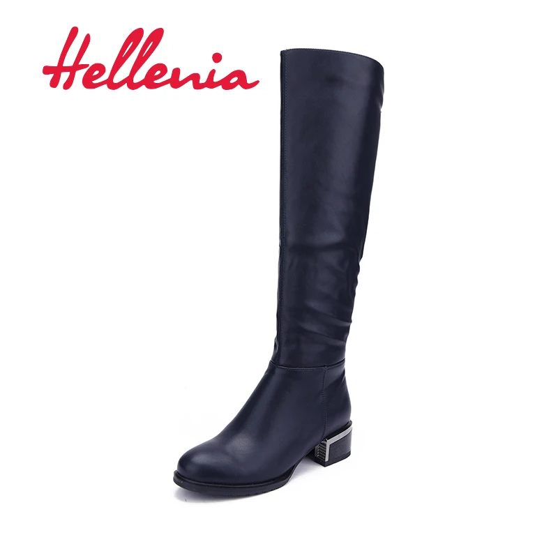 Hellenia/2018 Сезон осень-весна Высокие сапоги Новый стиль Женская обувь на плоской