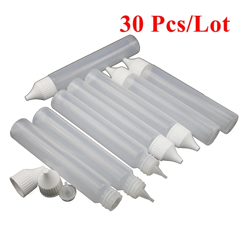

30pcs 30ML Tattoo Accessories Long Slim Dropper Henna Tattoo Plastic Bottle WIth Nozzle Applicator Drawing Ecig Smoking Bottle