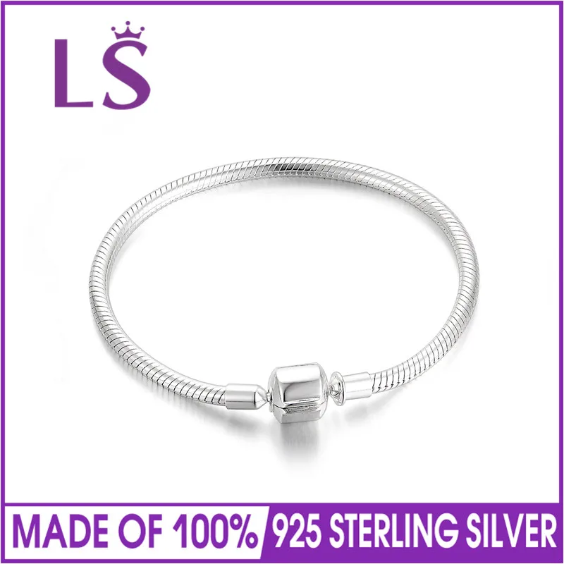 

LSLuxury 100% 925 Sterling Silver Chain Charm Beads Fit Original Bracelet for Women Authentic Jewelry Pulseira Gift