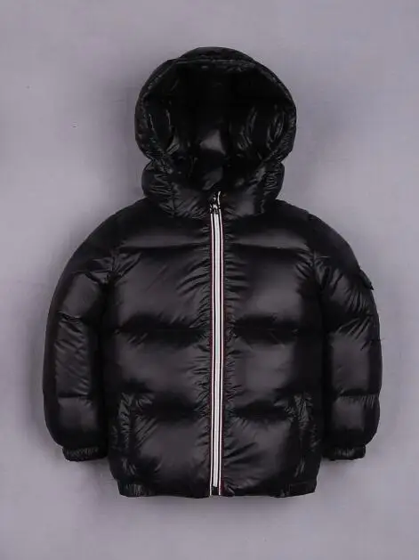 Зимняя Детская короткая куртка детская пуховая куртка для мальчиков и девочек Толстая теплая верхняя одежда Мода Дети серебряные светоотражающие пальто 18M03 - Цвет: Черный