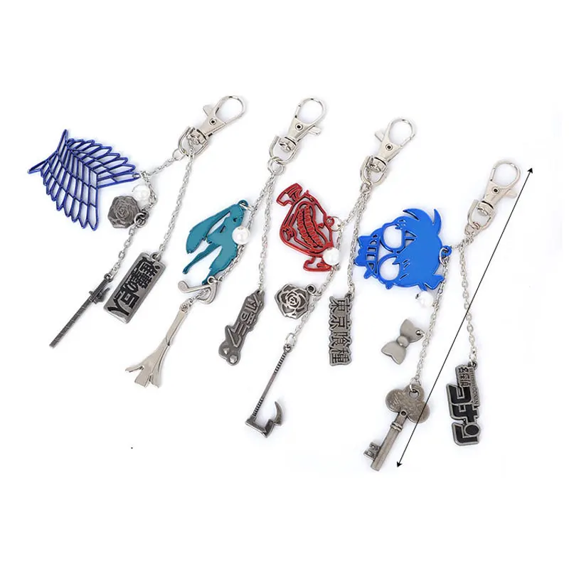 

Anime Keychains Detective Conan Tokyo Ghoul Hatsune Miku Attack on Titan Keyring Charm Pendant Ornament for Bags Charistmas Gift