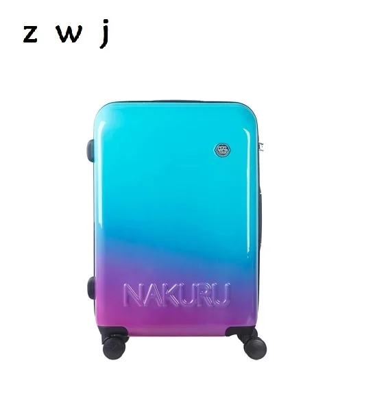 Модный градиентный цветной Дорожный чемодан на колесиках для багажа с замком TSA Чемодан На Колесиках с усиленным корпусом чемодан с колесиками - Цвет: blue