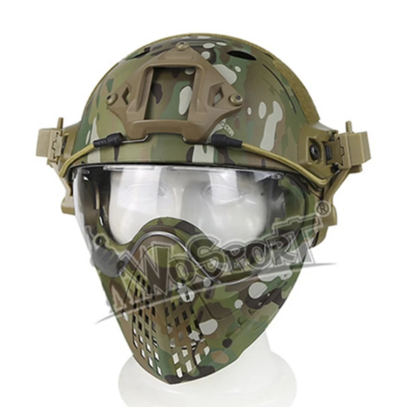 Outdoor Sports Safety Military Tactical Helmet Full-covered Airsoft Paintball Helmet with Mask Goggles Protective Helmet Outdoor Sports Safety Military Tactical Helmet Full-covered Airsoft Paintball Helmet with Mask Goggles Protective Helmet