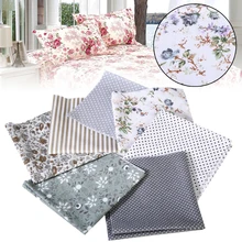 7 шт. 25*25 см, из хлопчатобумажной ткани, в горошек, полосатый, с цветочным принтом Ассорти квадратов нарезана так, чтобы вы смогли Стёганое одеяло четверти Комплект серый Сделай Сам Лоскутная работа