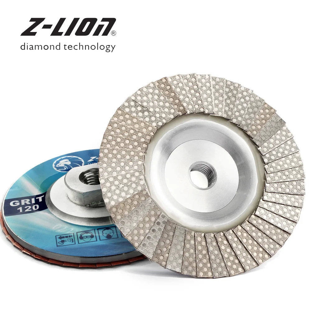 

Z-LEAP Diamond Electroplated Flap Disc Metal Bonded Diamond Flaps Aluminum M14 5/8-11 Thread For Angle Grinder Dry Wet Use