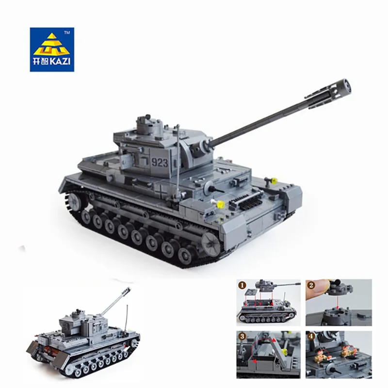 KAZI Military Amry Building Blocks DIY German World War F2 Tank Bricks Mini Figures Playmobil Educational Toys Compatible Legoe baby-building-blocks
