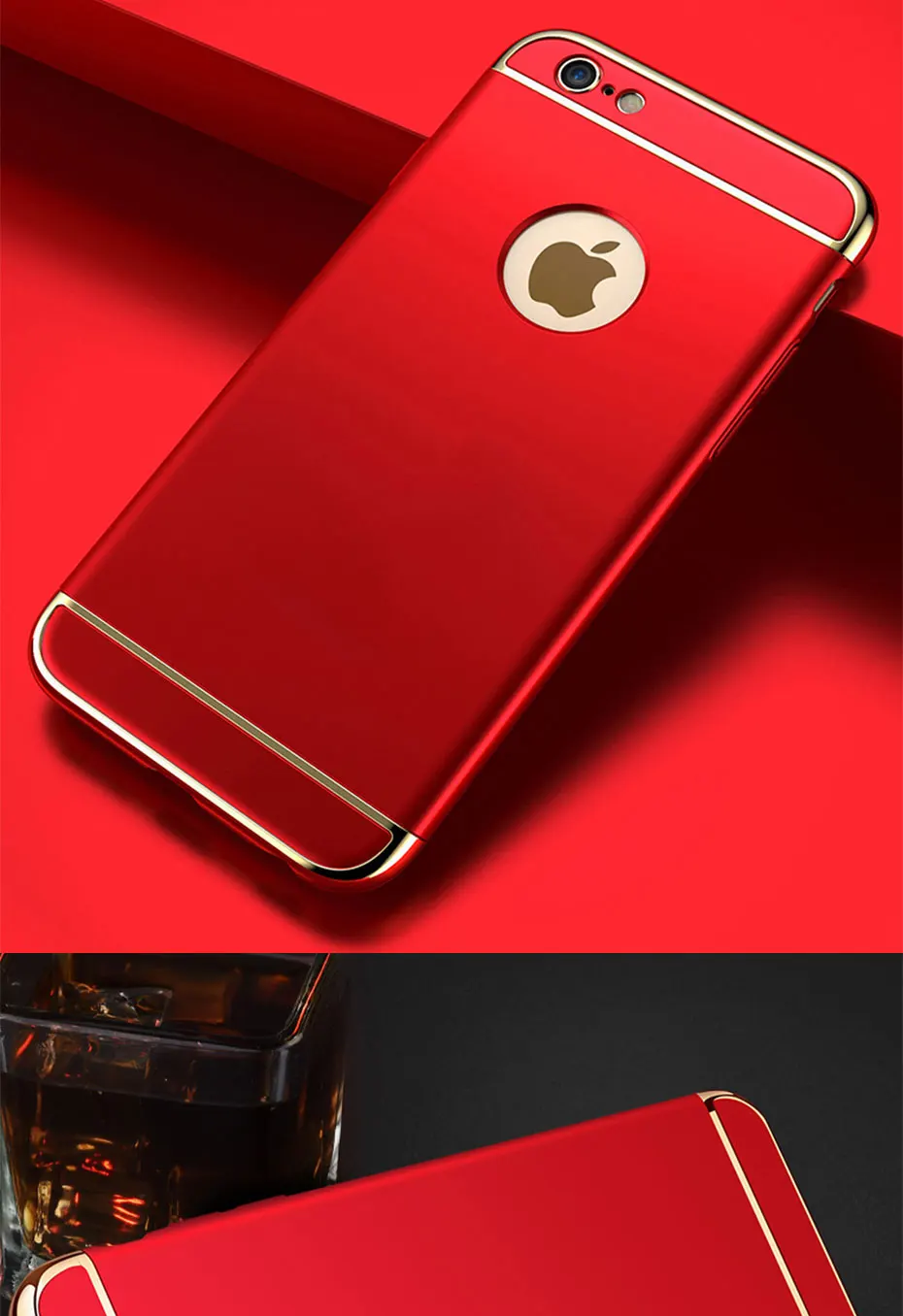 WZH чехол с покрытием назад Роскошные красные чехлы для iPhone 6 6 S 7 plus чехол для iPhone 8 plus x xs 5s жесткий 3 в 1 защитный Ковер Крышка