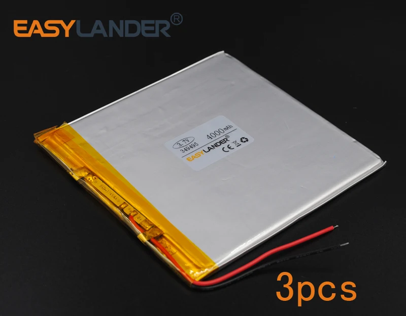 

3Pcs /Lot 3.7V 4000mAh 349495 Li-Polymer Li-ion Battery For iPAQ E-Book Power Bank PDA Portable DVD electronics safety lamp