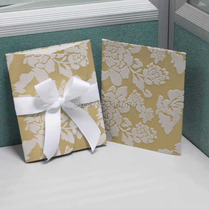 hi6004 unique flocked gate fold invitation card with pocket in cards