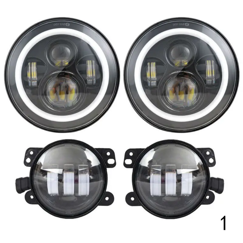 2 шт 7 inch мотоцикл круглый светодиодный фар+ 2 шт X 30 W 4 дюйма светодиодный фонарь для Jeep Wrangler TJ JK LJ Hummer