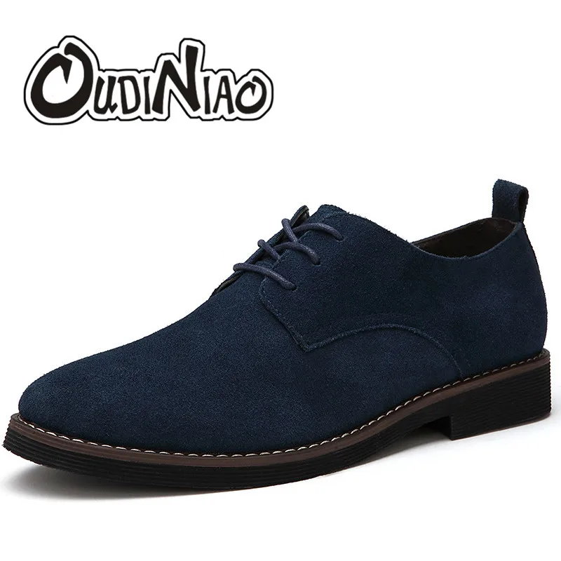 OUDINIAO/Мужская обувь из искусственной замши, повседневная обувь больших размеров, модная обувь в британском стиле, мужская повседневная классическая обувь на шнуровке, мужская обувь