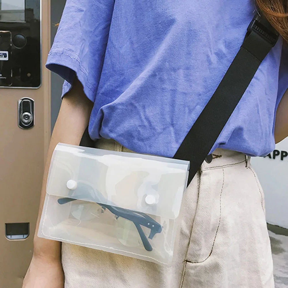 

Summer Clear PVC Women Messenger Bag Girl Wide Strap Small Handbag Transparent Flap Shoulder Bag Bolsa Feminina
