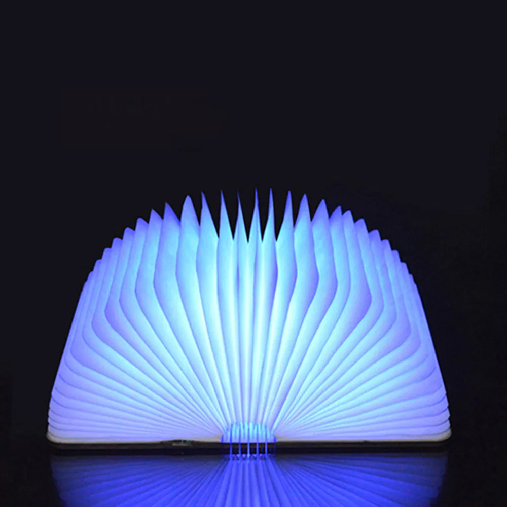 3 in 1 Creative Wooden LED Book Light Bluetooth Speaker MP3 Player Folding USB Colorful Romantic Night Light Bedside Lamp Gift (1)