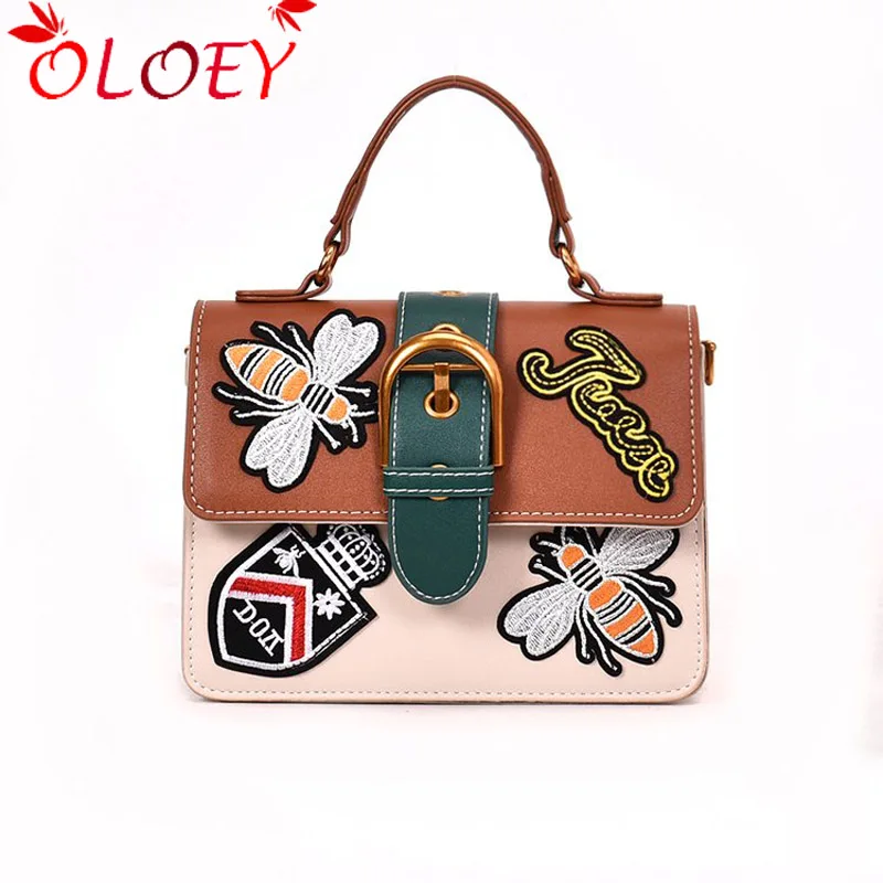 

2019 new Women luxury qualityEmbroidery Bee Messenger Bag Crossbody Shoulder Bags For Women mochila feminina sac a main mochilas