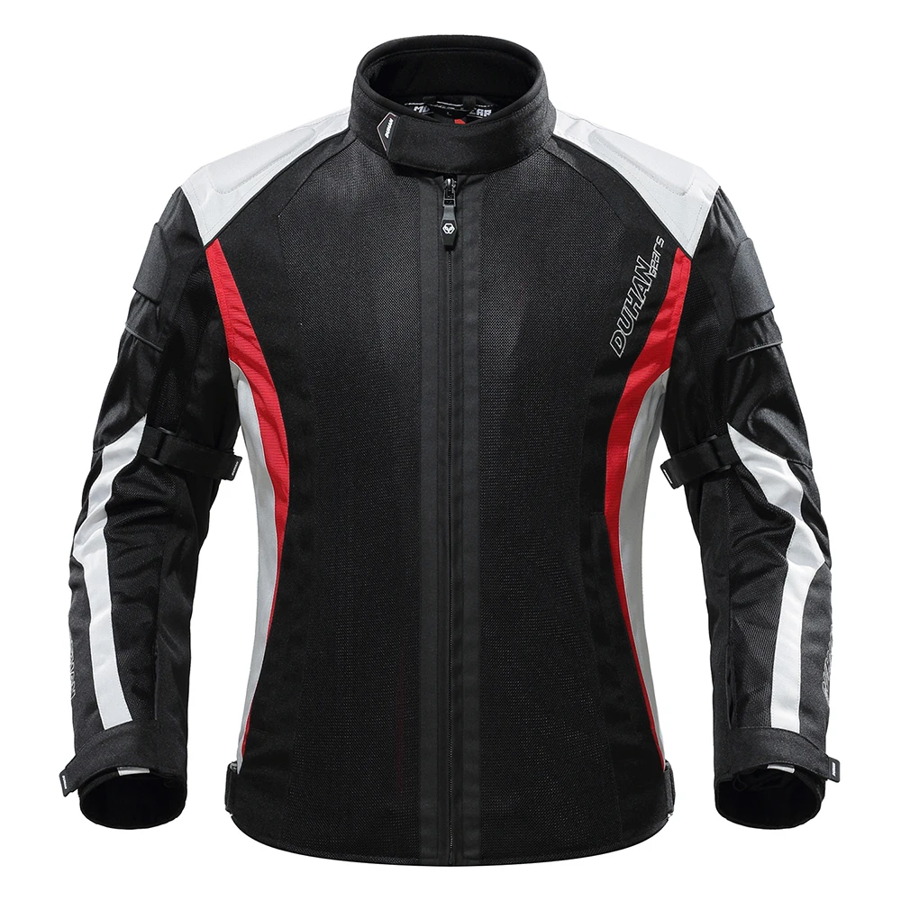 DUHAN, летняя мужская мотоциклетная куртка, куртка для мотокросса, куртка для мотогонок, дышащая сетчатая мотоциклетная куртка, защитное снаряжение - Цвет: 215 red jacket