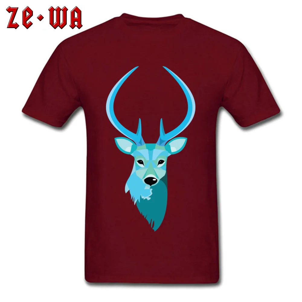 Deer Retro Mens T-Shirt Crewneck Short Sleeve Cotton Tops T Shirt Casual Tops T Shirt Wholesale Deer maroon