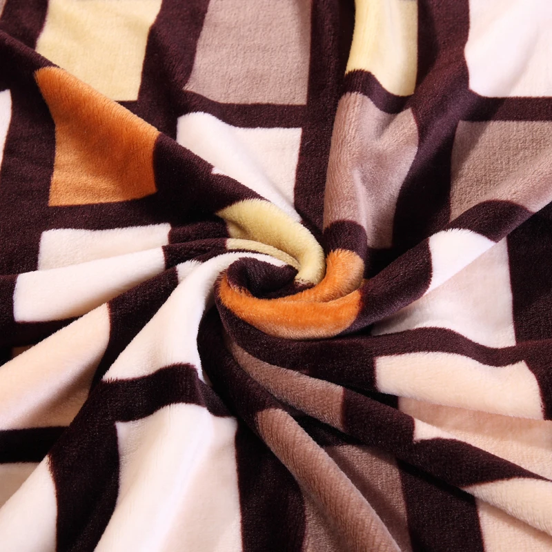Европейский стиль кофейного цвета клетчатый узор Флисовое одеяло на кровать мягкая Осенняя модернизированная фланелевая для дивана домашнее одеяло