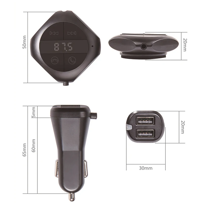 FM Transmitter Bluetooth Car Kit Q7S MP3 Player Wireless Modulator LED Display USB Charger Support TF Card For iPhone&Android