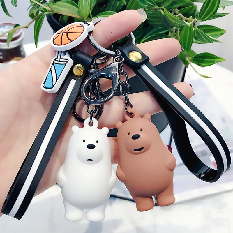 

Cute Cartoon Anime We Bare Bears Three Animal Bear Doll Keychain Llavero Keyring Car Bag Charm Pendant Belt Trinket Key Chain