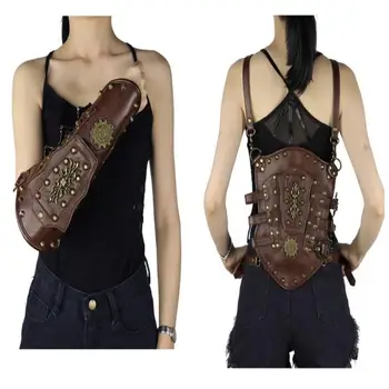

New Steampunk Retro Cosplay Props Brown Outdoor Pu Arm Shoulder Bag Unisex Pu Clothing Props