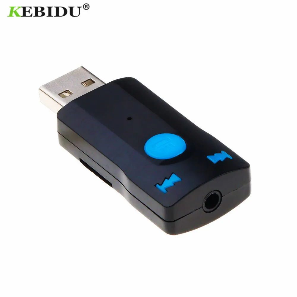

KEBIDU USB Bluetooth Receiver Stereo Audio Music Receiver Adapter with Mic Handsfree 3.5MM Streaming A2DP for Car Speaker