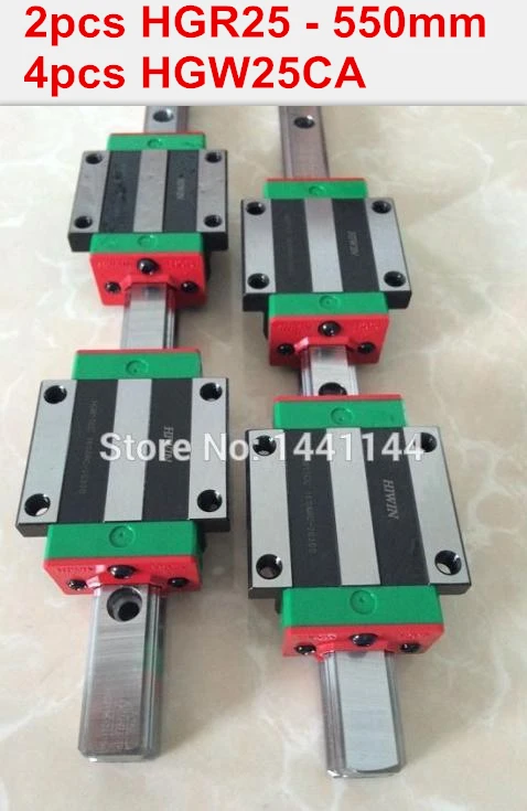 HGR25 HIWIN linear rail: 2pcs 100% original HIWIN rail HGR25 - 550mm rail  + 4pcs HGW25CA blocks for cnc router