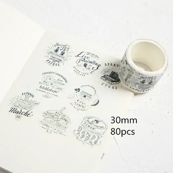 

80pcs/volume Retro Pen ink painting decoration washi tape DIY planner Diary scrapbooking masking tape Escolar