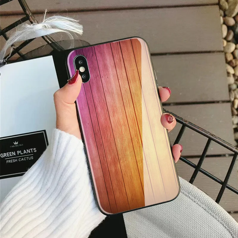Для OPPO Find X R15X R17 R17 PRO A59 A59S A77 A79 R11 R11 Plus винтажное дерево закаленное стекло антидетонационный стеклянный чехол - Цвет: 8