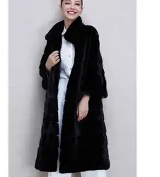 Женские искусственной норки Мех животных Куртки длинная куртка с секциями имитация Мех животных пальто casaco de Пеле подвесной Повседневное