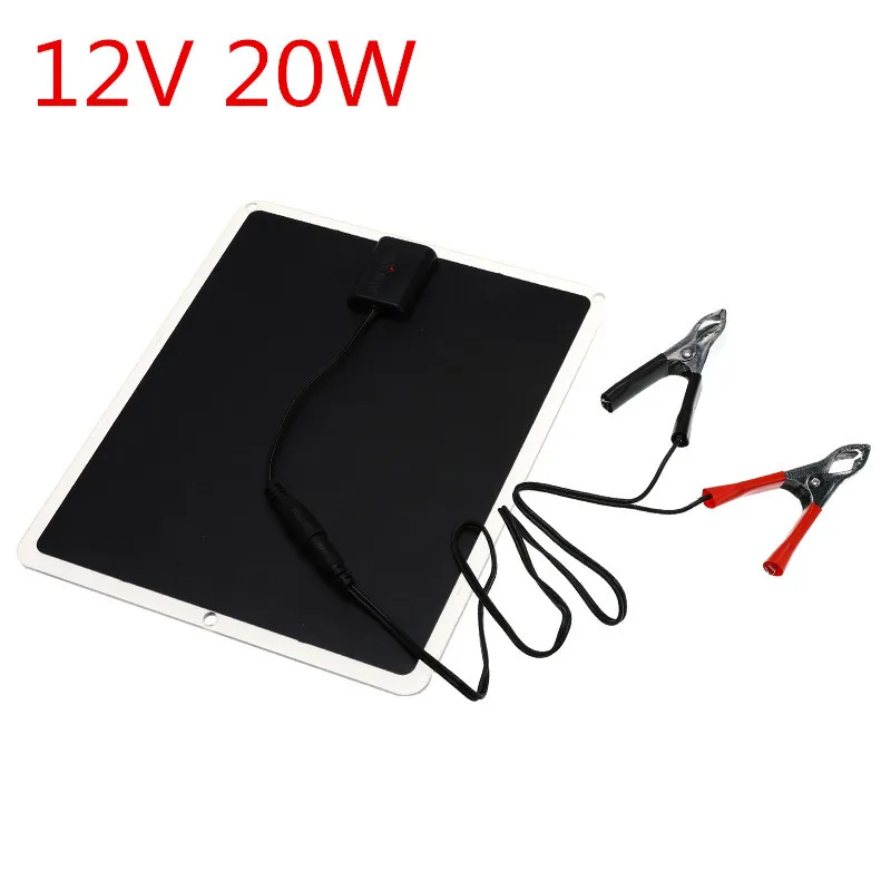 

12V 20W Solar Cell Panel Waterproof USB Monocrystalline Solar Panel with Car Charger for Outdoor Camping Emergency Light