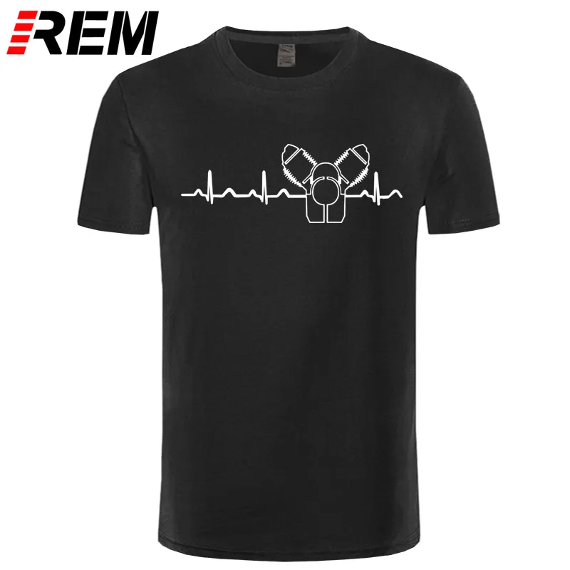 REM хлопок с круглым вырезом на заказ печатная Мужская футболка Moto Guzzi Heartbeat greenwhitered Мужская футболка - Цвет: black white