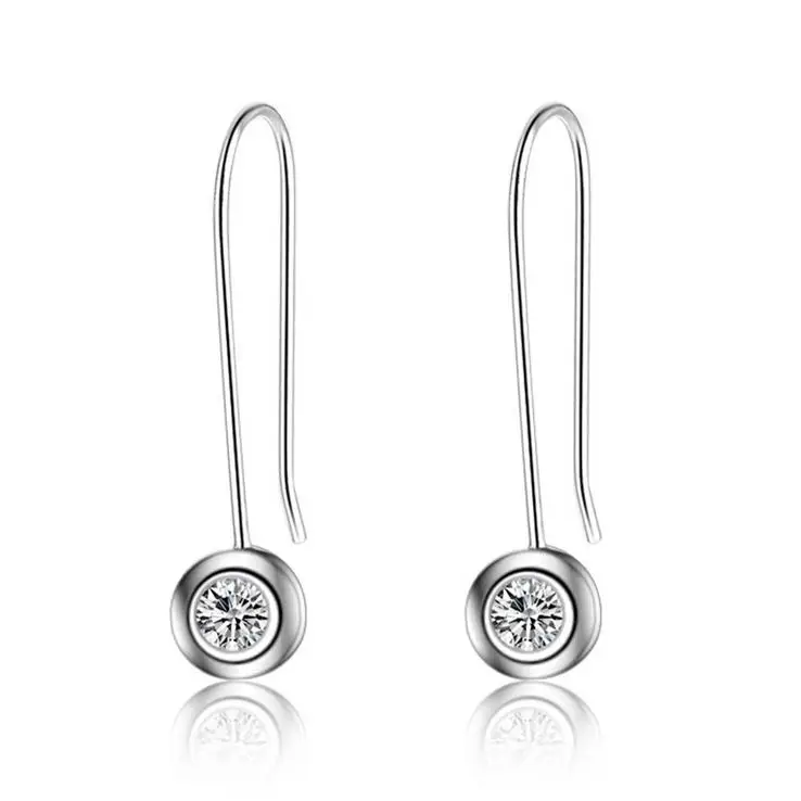 

2017 new arrival high quality fashion shiny crystal 925 sterling silver ladies`drop earrings jewelry wholesale birthday gift