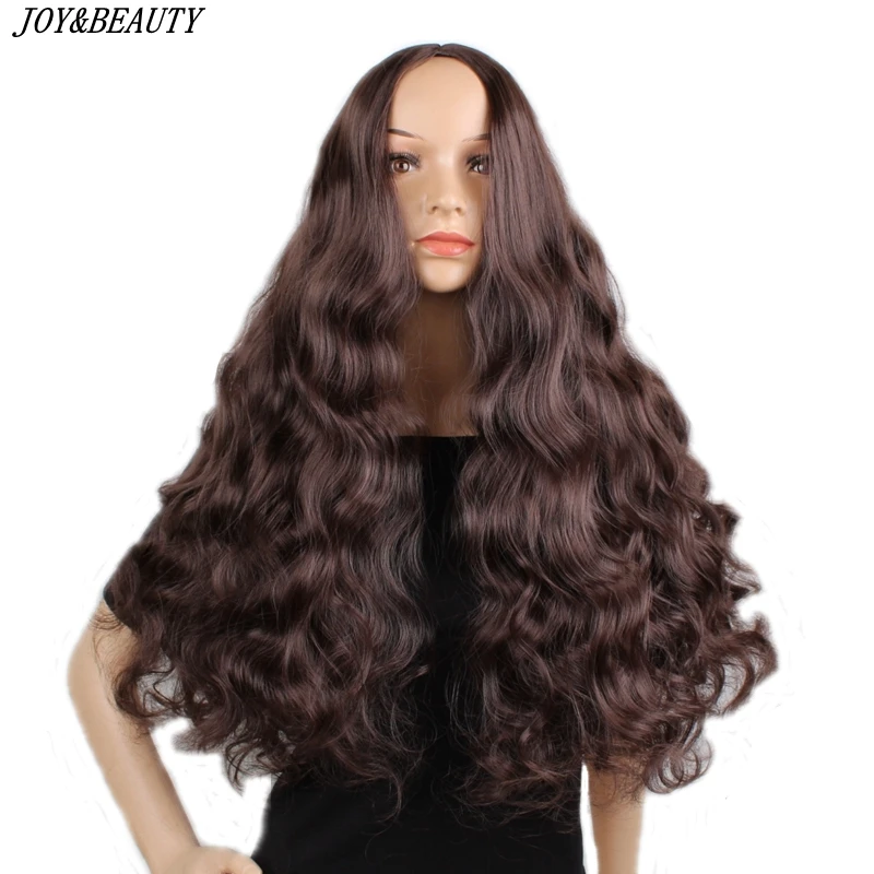 

JOY&BEAUTY 28Inch Black Brown Gray 10 Color Long Wavy Wig High Temperature Fiber Synthetic Wig For Women Wigs