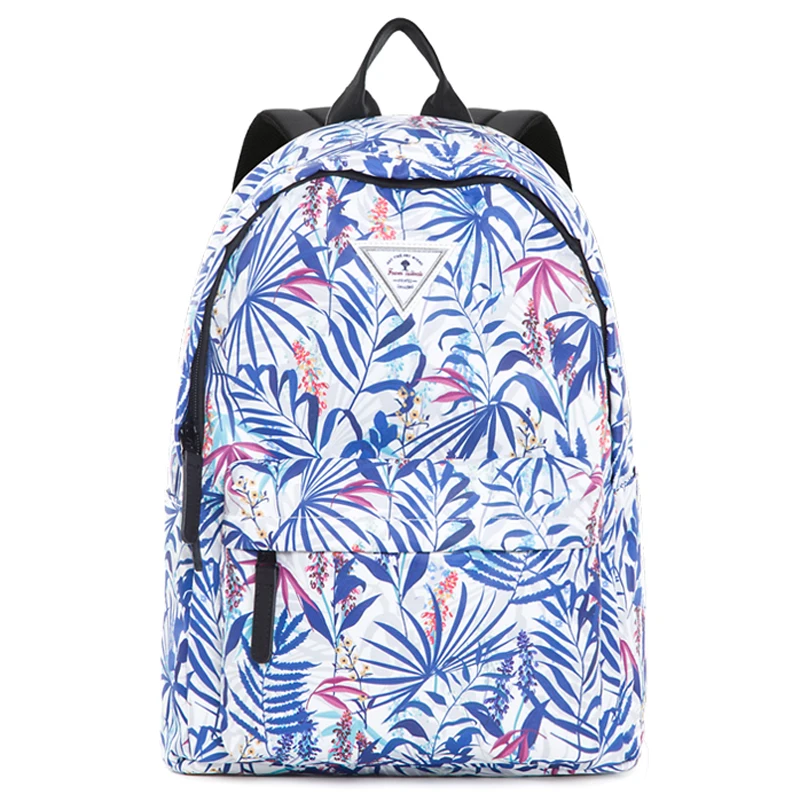 

Student Canvas Backpack Breathable Double Shoulder Rucksack Women Daypack Travel Light Weight College Bag Leaf Printed Bagpack