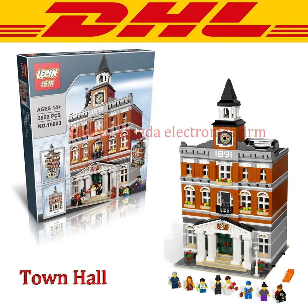 

2016 New Arrival LEPIN 15003 2859Pcs Creators Town Hall Minifigure Building Blocks Set Model Bricks Toys Compatible Gift 10224