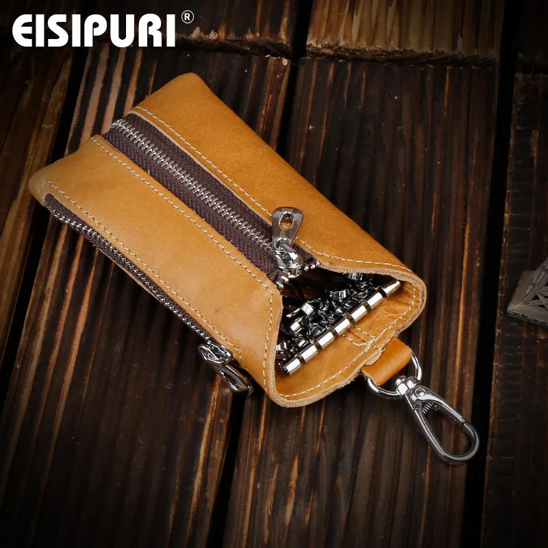 Men's Car Keys Wallets Genuine Cowhide Leather Male Key Holder Organizer Housekeeper Keychain Purse Key Ring Bag Keys Case Pouch key organizer key case key purse key holder