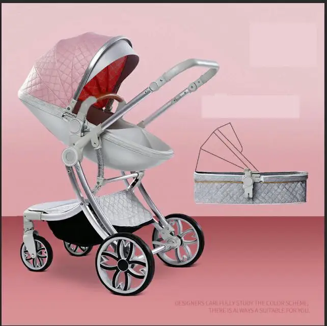 Bolina детская коляска высокий пейзаж коляска Новинка 2 в 1 коляска аналогичная Aulon - Цвет: New sivler with pink
