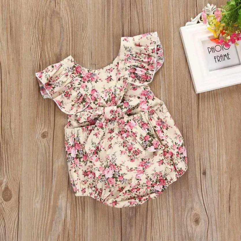 Newborn Infant Kids Baby Girls Floral Romper Jumpsuit Outfit Playsuit Clothes cotton fabric skin-friendly August 14