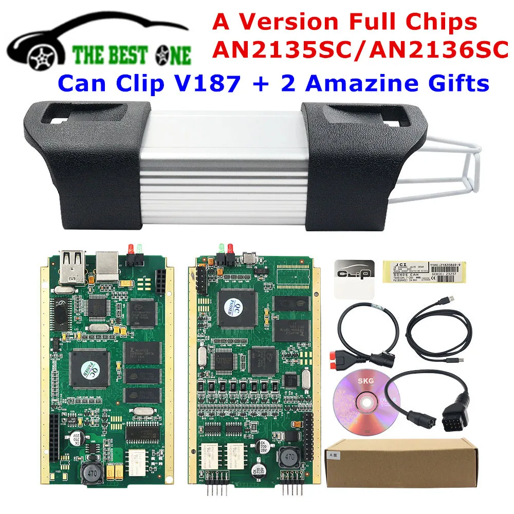 

DHL Free V187 A+ CAN CLIP AN2135SC/AN2136SC Full Chips CAN CLIP Diagnostic Interface Car Scanner Gift Pin Extractor+Reprog V172