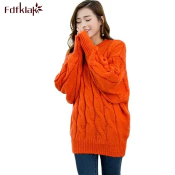 

Fdfklak Women Winter Sweaters And Pullovers 2017 New Fashion Autumn Winter Long Sleeve Sweater Knit Cotton Sweater Women Q491