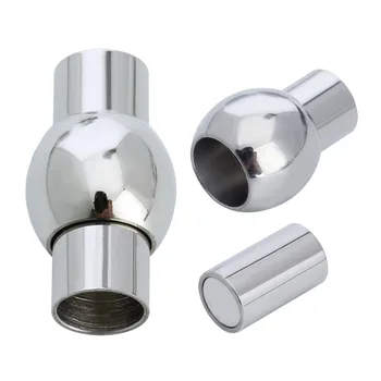 

2pc only Silver Tone 316L Stainless Steel Magnetic End Caps Fits for 5mm Round Leather Cord Bracelets Clasps Connectors F2282