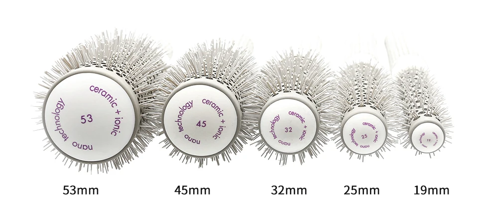 Mythus, ионная нано керамическая щетка для волос, круглая расческа, кудрявая Расческа для укладки волос, 5 размеров, 19 мм, 25 мм, 32 мм, 45 мм, 53 мм