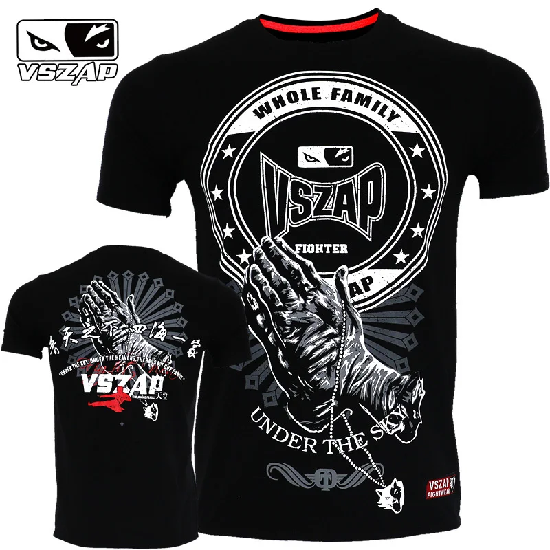 

VSZAP Kampf Sanda Boxen MMA T Shirt Gym Tee Shirt Kampf Kampf Kampfkunst Fitness Training Muay Thai T-shirt Männer homme