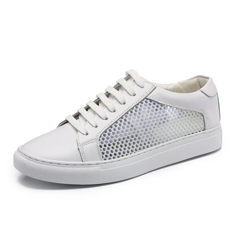 white mesh flats