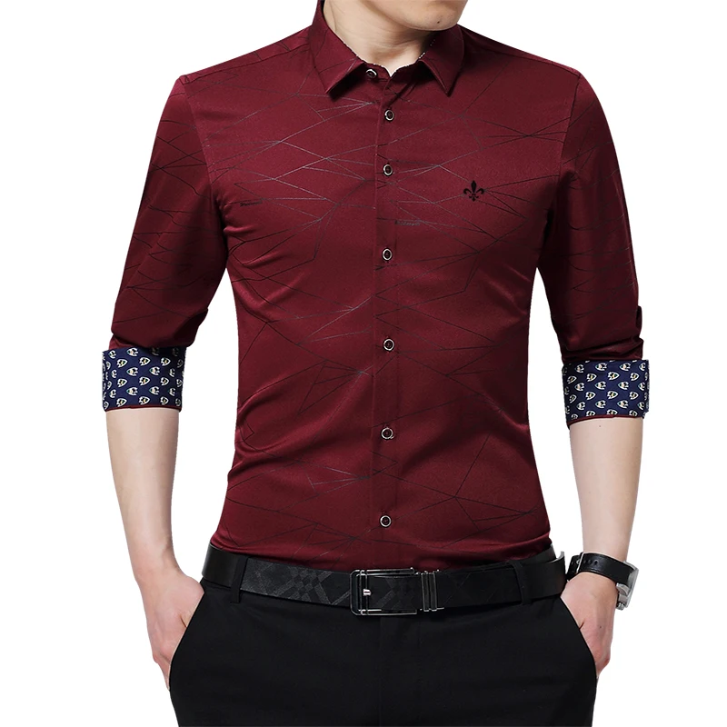 Dudalina мужская рубашка модная брендовая одежда мужские повседневные тонкие рубашки подходят геометрические рубашки с длинными рукавами для мужчин Повседневная рубашка